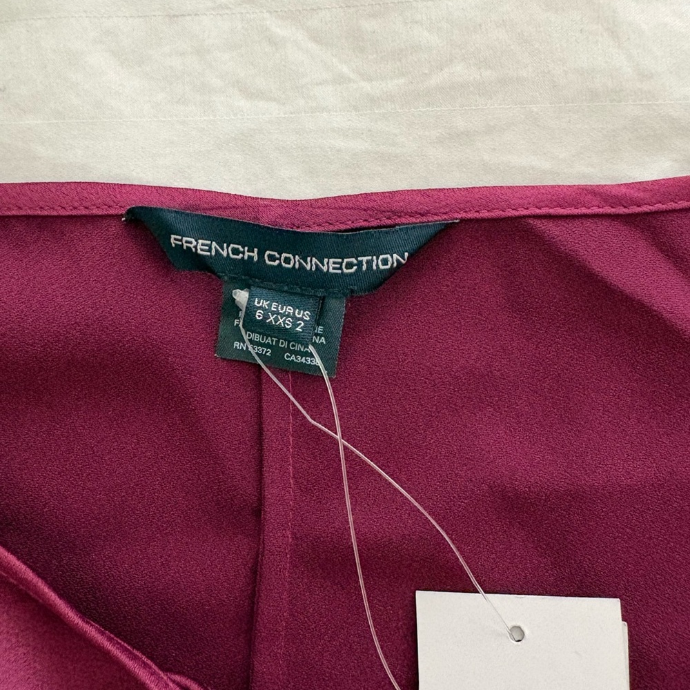 French Connection Dark Magenta Satin Strappy Mini Dress